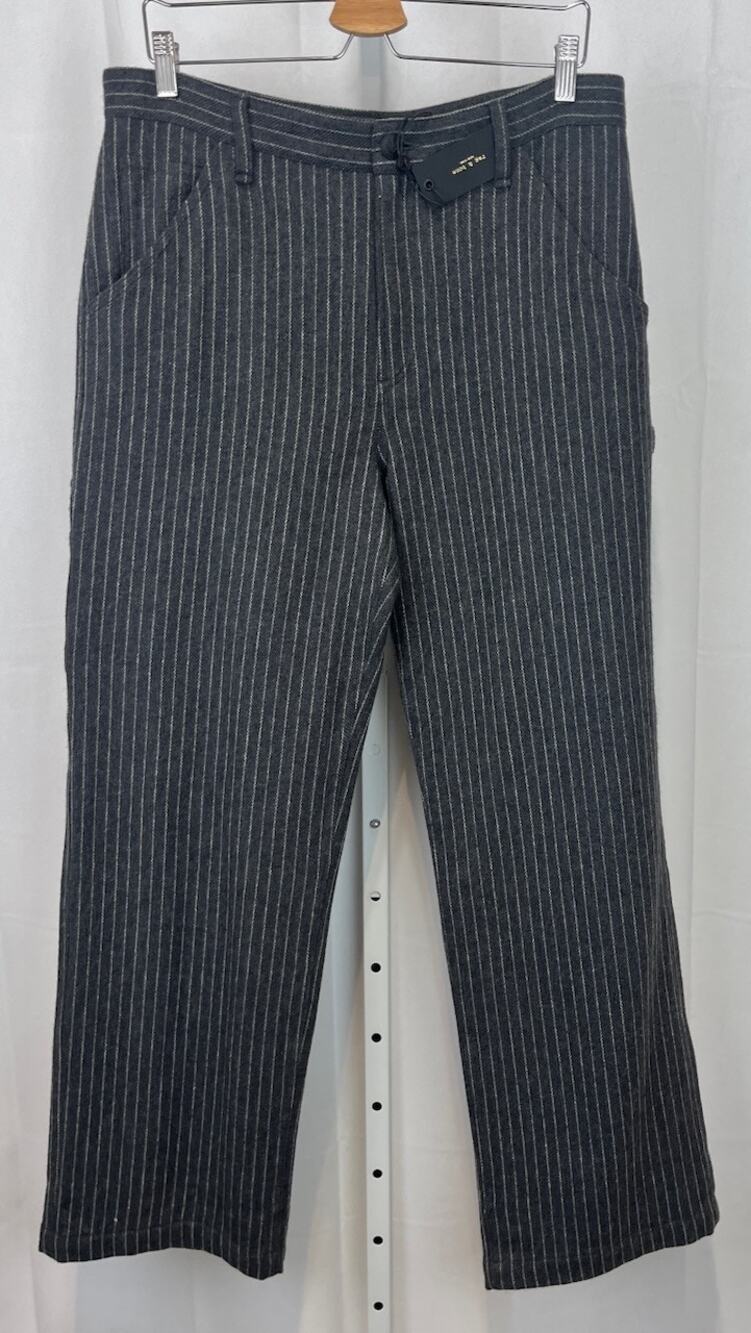 NWT RAG & BONE Sid Carpenter Pants Wide Leg Pinstripe Wool Blend Gray Size 29